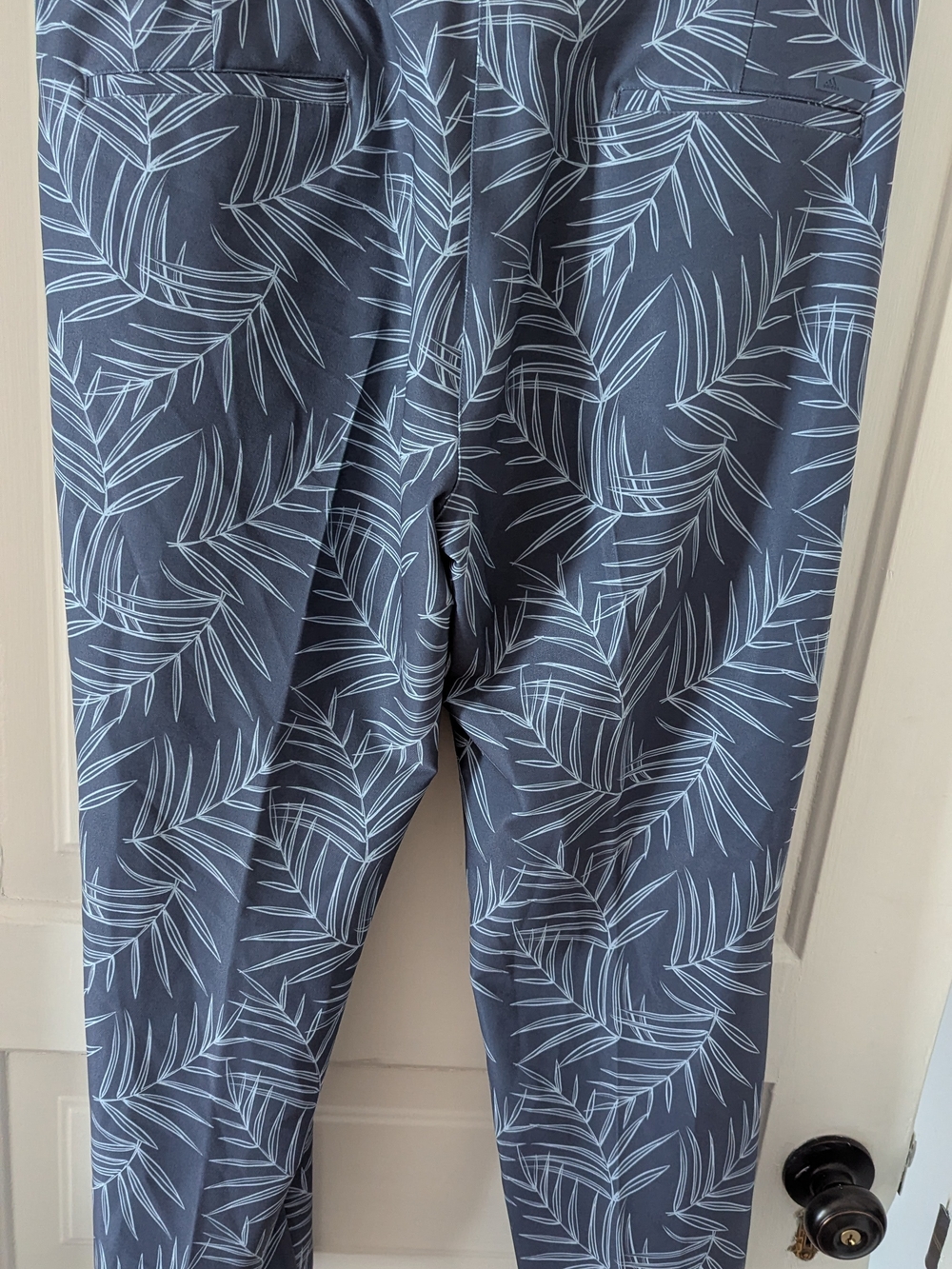 adidas Navy Leggings with Light Blue Leaf Print